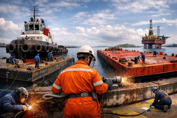 operadores trabajando seguro